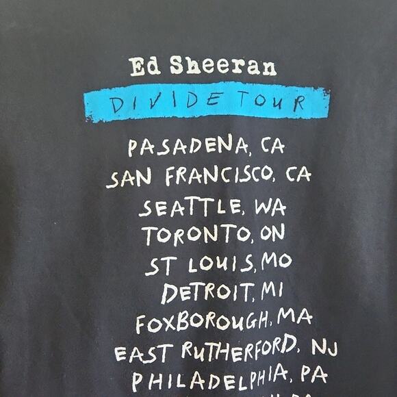 Ed Sheeran Divide World Tour Women's Black & Turquoise Blue T-shirt Tee Size Med - Picture 3 of 9